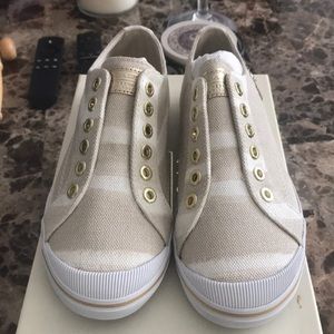 Coach Kennedi Slip-On Gold Lurex Sneakers.